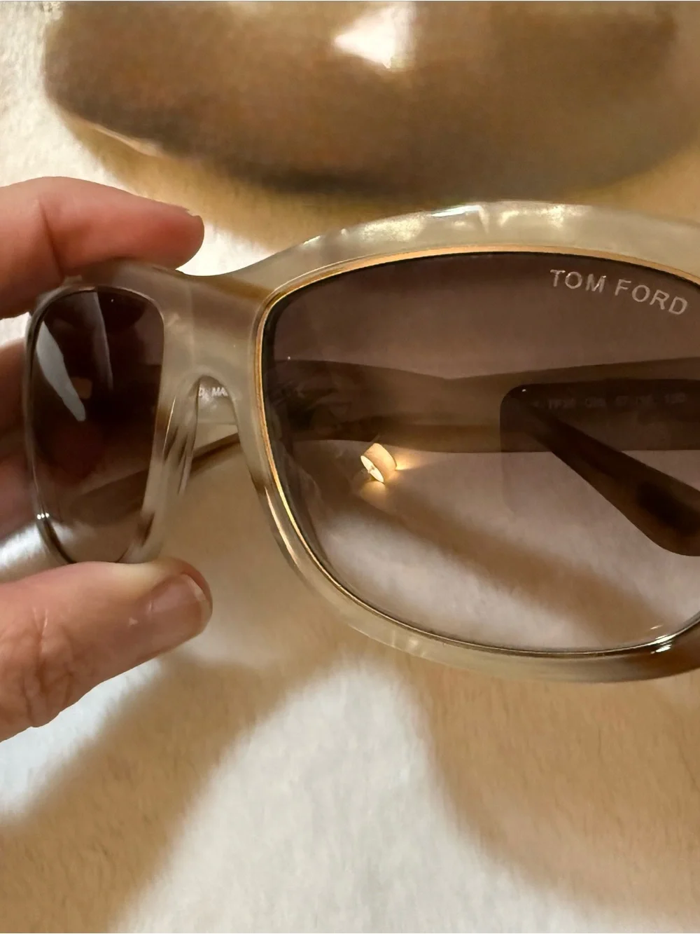 Tom Ford Men's Beige Frame with Brown Gradient Lenses Sunglasses
